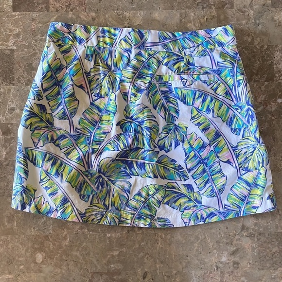 Tori Richards Honolulu Palms Mini Skirt, A-Line. White, Pink,‎ Blue, Size 4​ - Picture 9 of 13